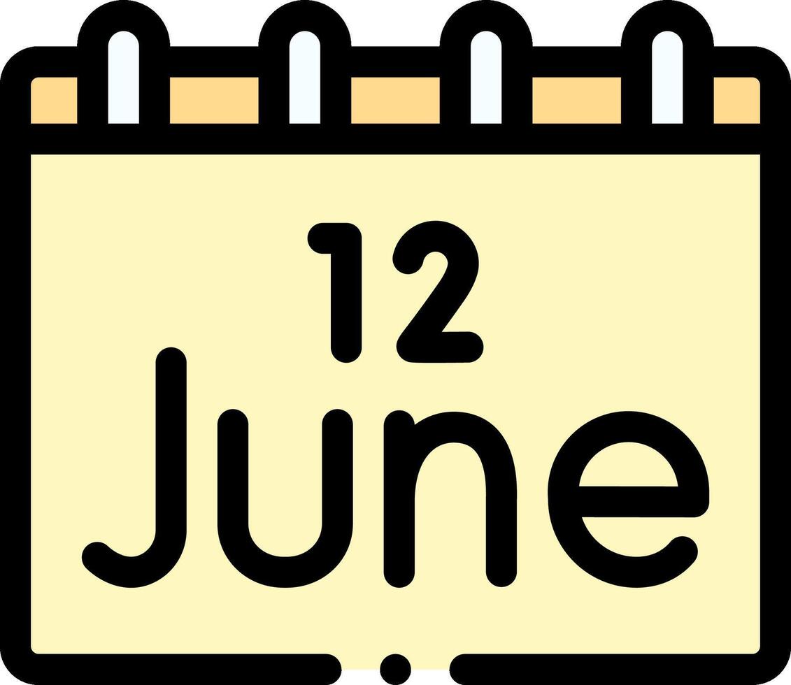 A calendar with the date 12 june vector