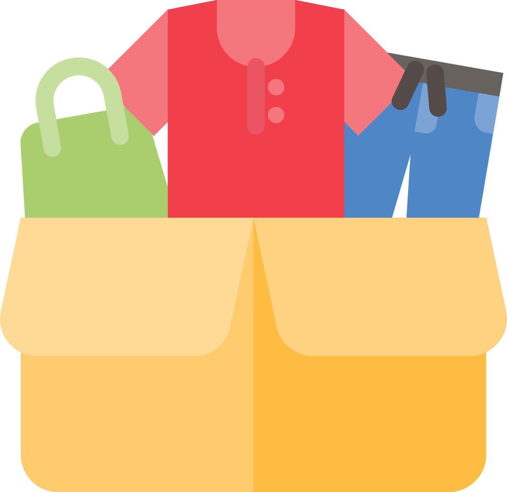 An open box with clothes and bags inside vector