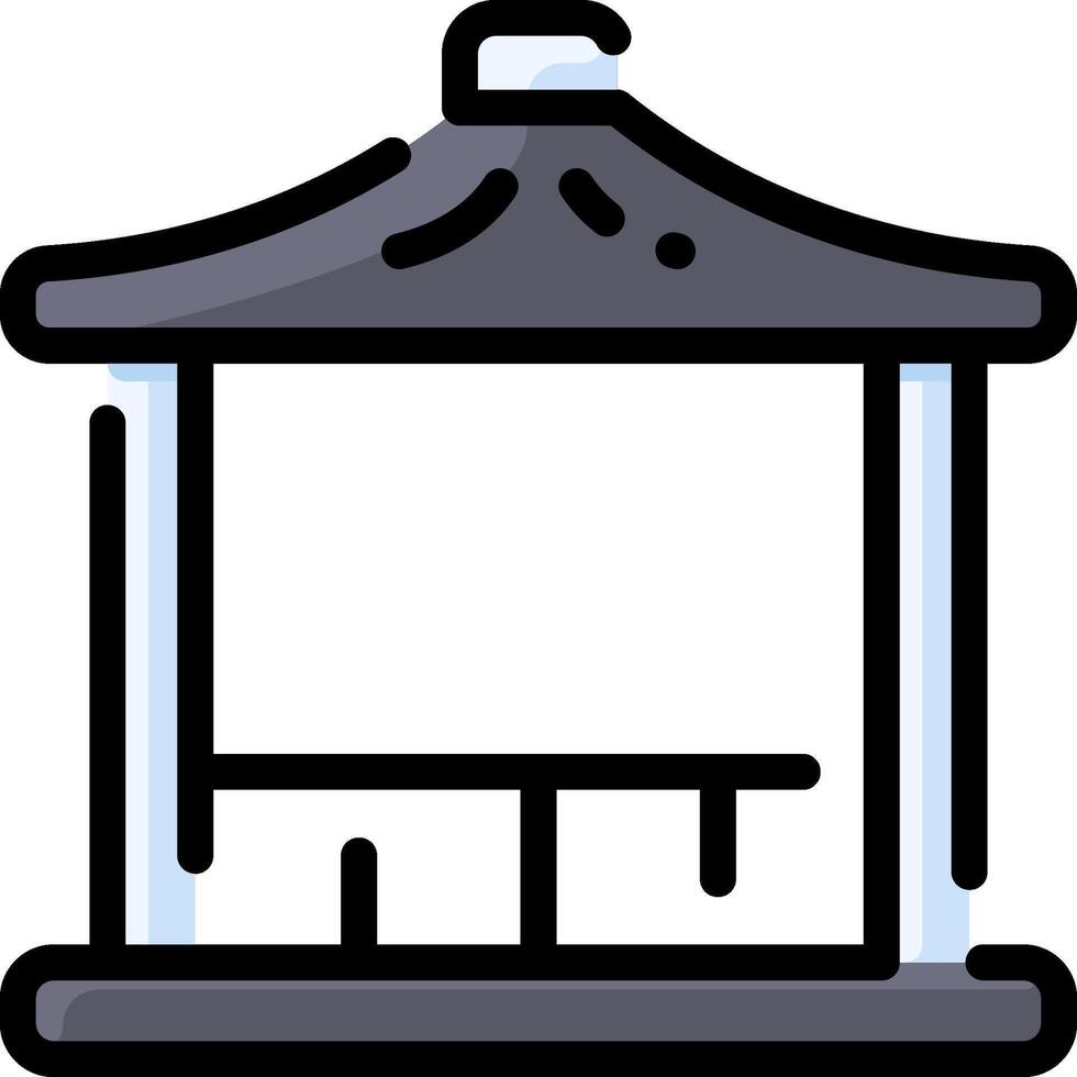 A black and white illustration of a gazebo vector