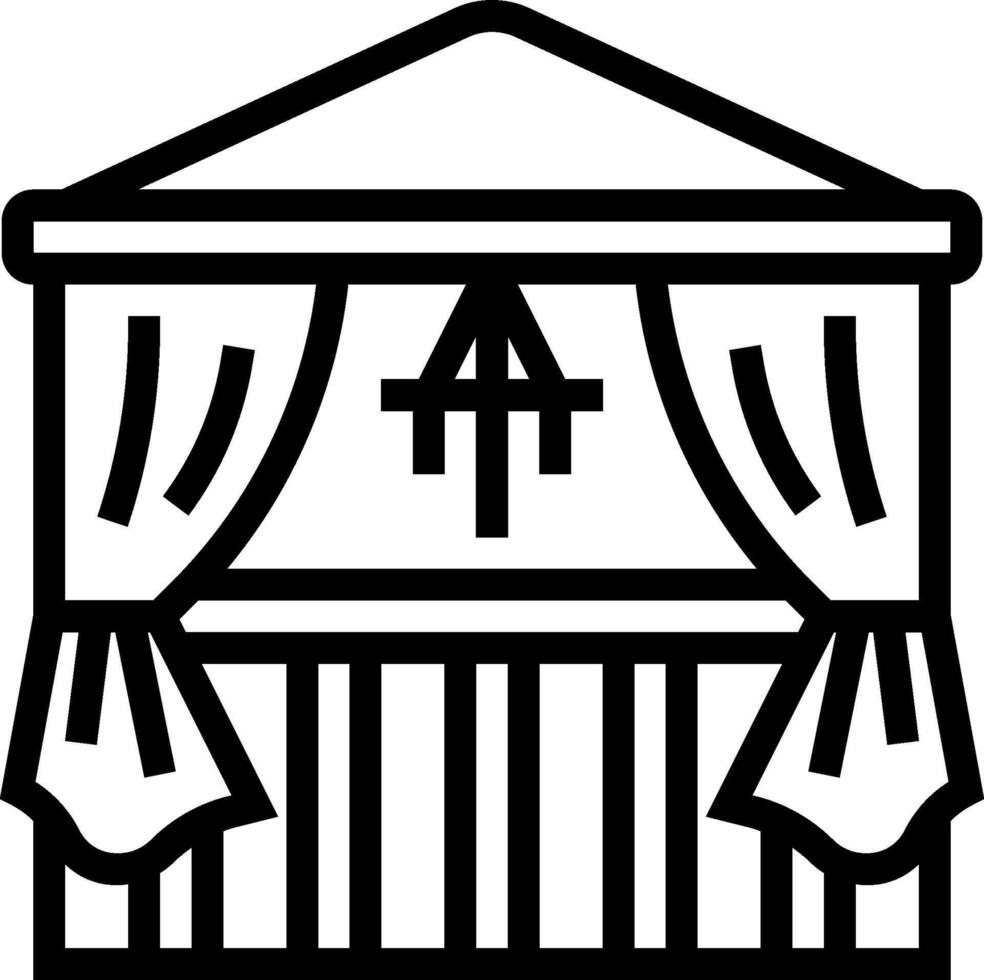 A black and white illustration of a tent vector