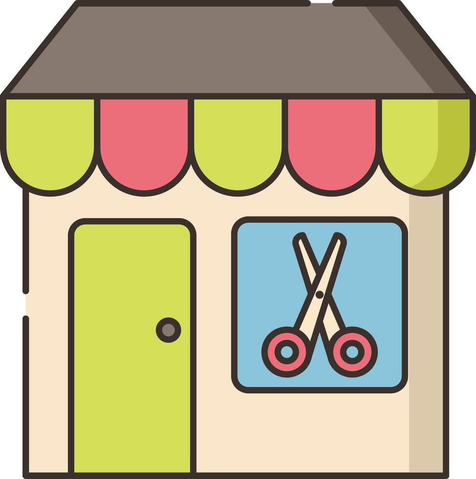A shop with scissors and scissors on the front vector