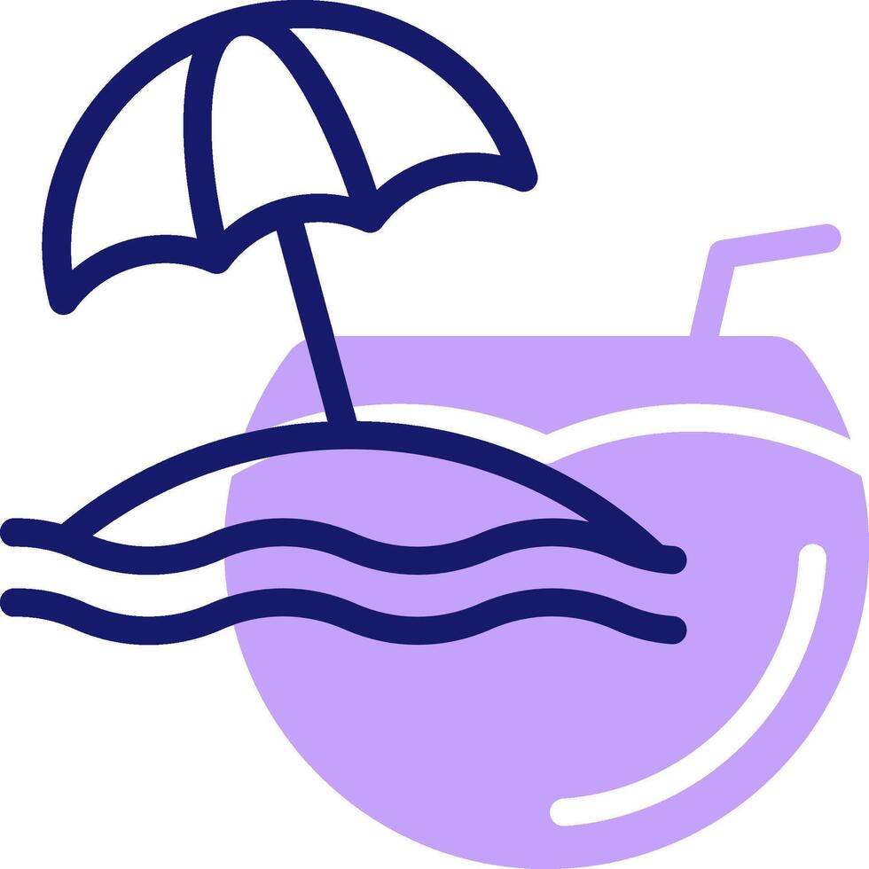 A purple coconut with an umbrella and drink vector