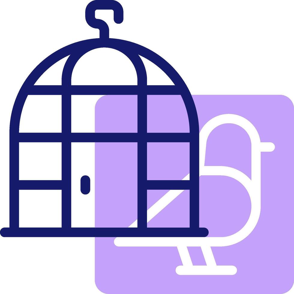 A bird in a cage with a purple background vector