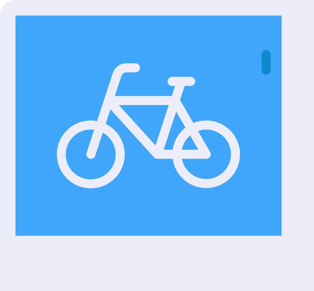 A blue and white icon with a bicycle on it vector