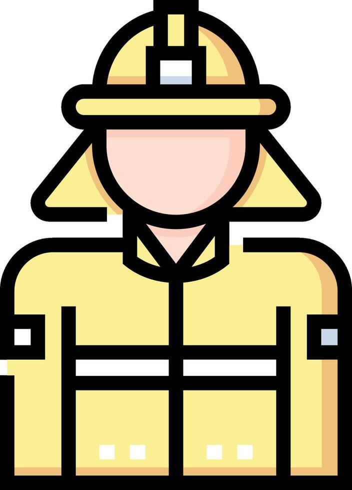 Fireman icon with a yellow hat and white shirt vector