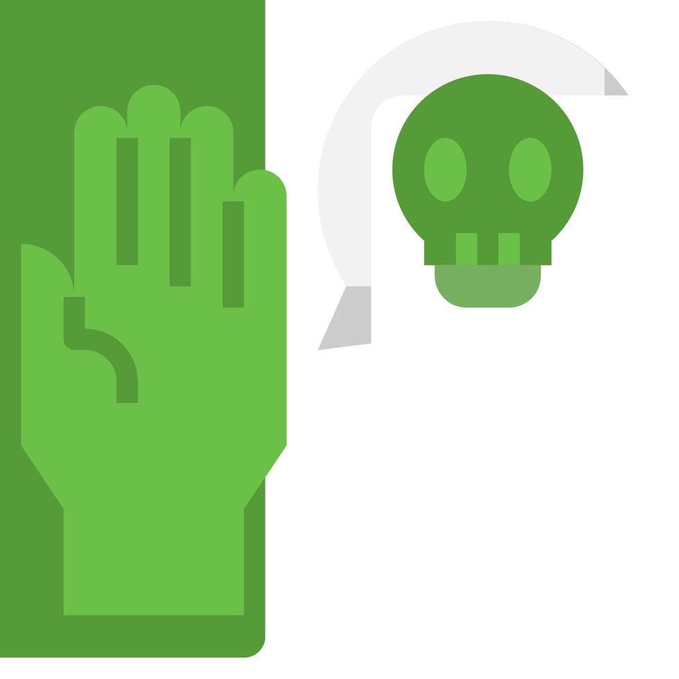 A green hand with a skull on it vector