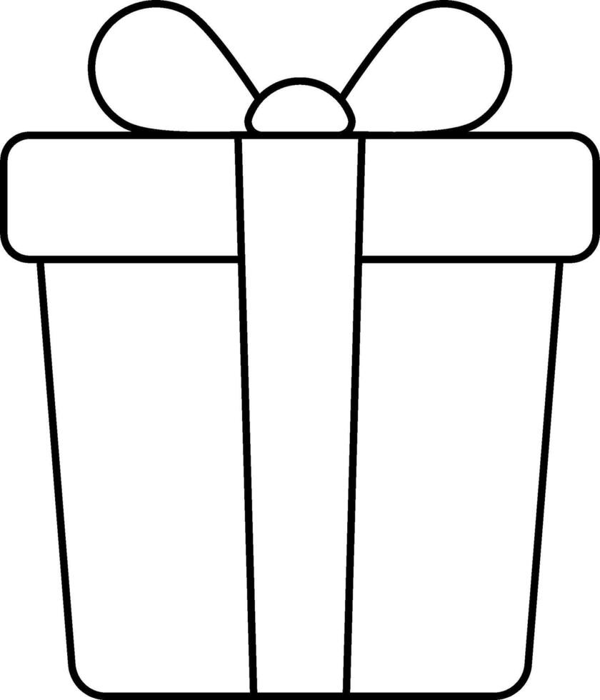 A black and white drawing of a gift box with a bow vector