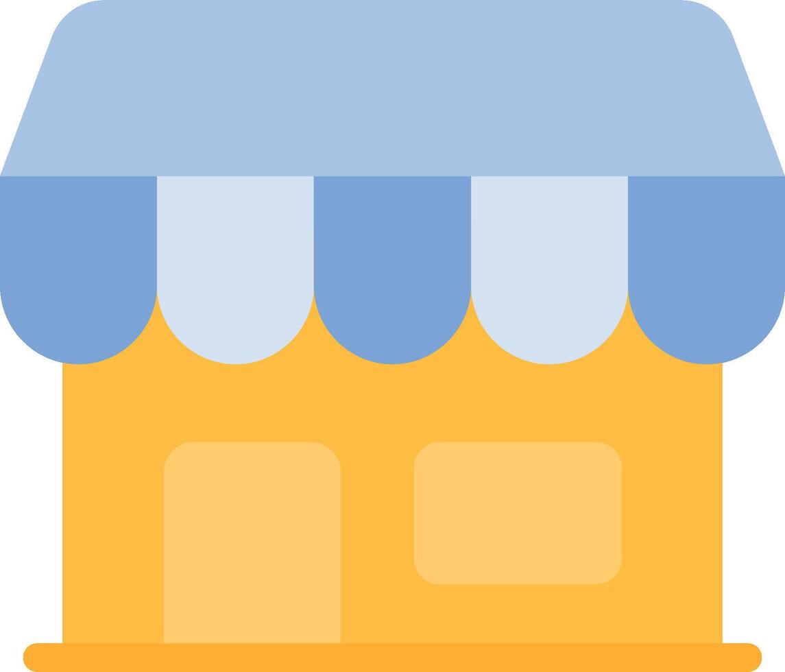 A small shop with a blue awning vector