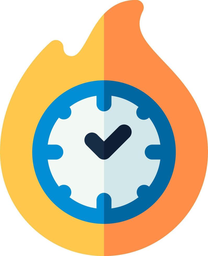 A clock with a flame around it vector