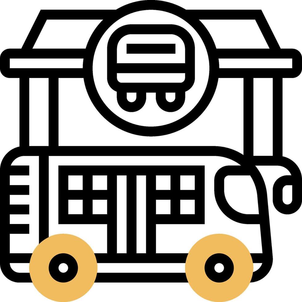 Bus icon with a bus and a bus stop vector