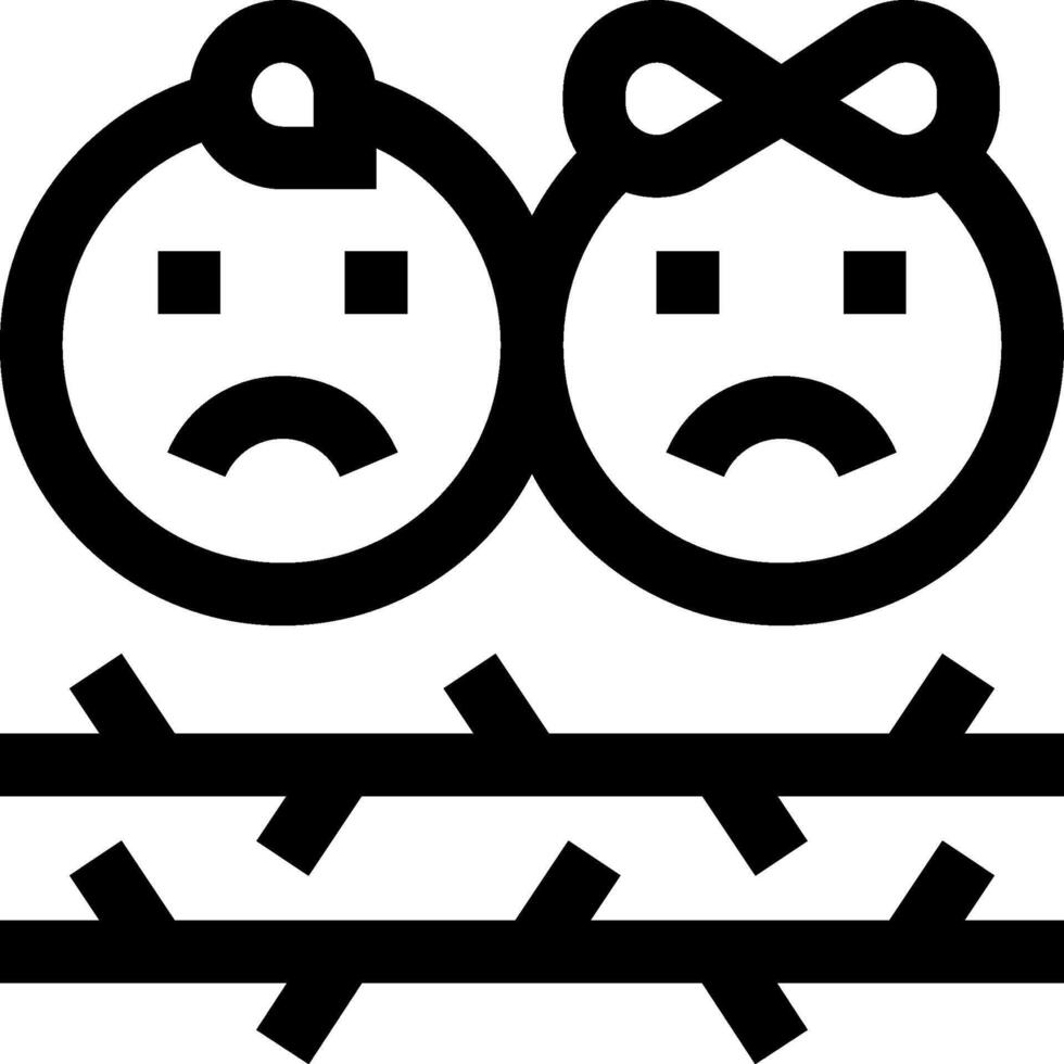 A black and white image of two people with barbed wire vector