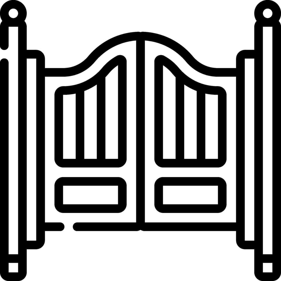 A black and white illustration of a gate vector