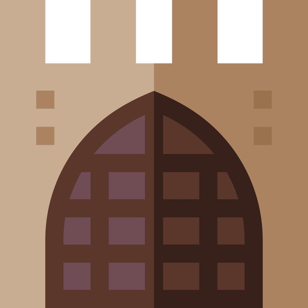 A brown and white castle with a window vector