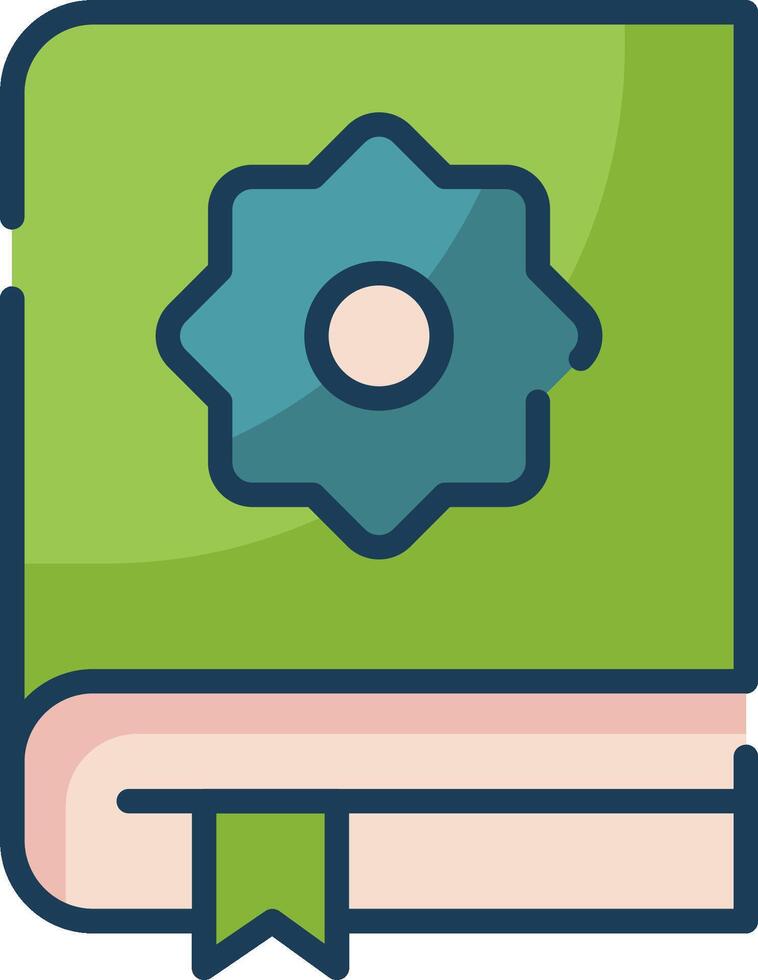 A green book with a blue gear on it vector