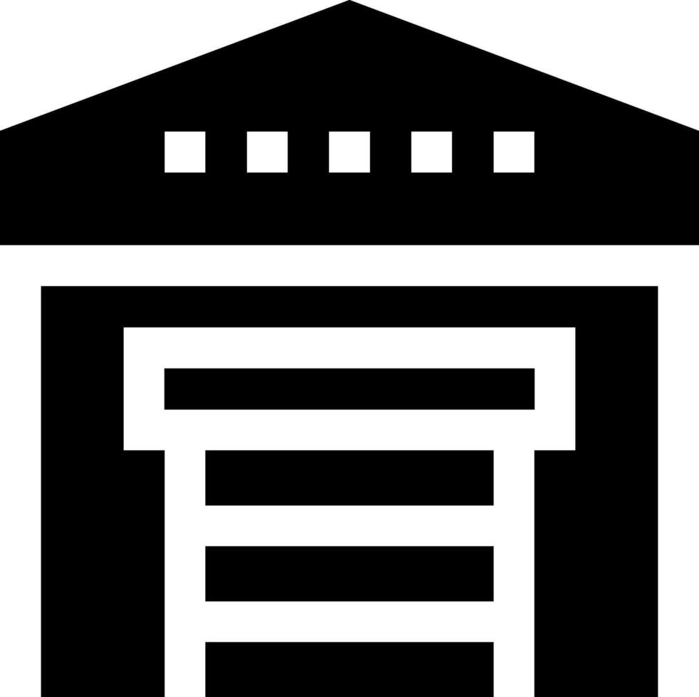 A black and white building with a door vector