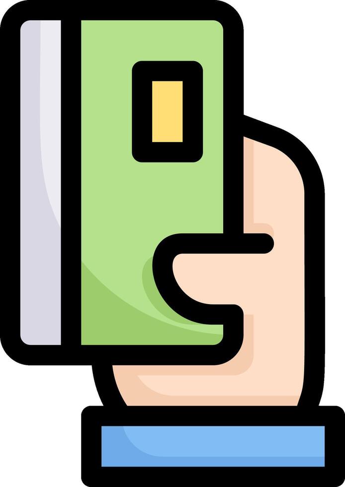 A hand holding a green passport vector