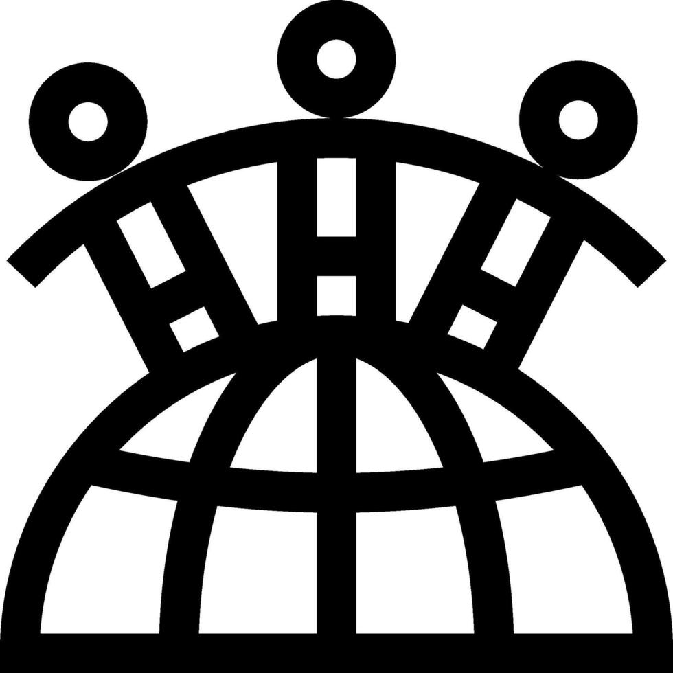 A black and white logo of people holding hands around a globe vector