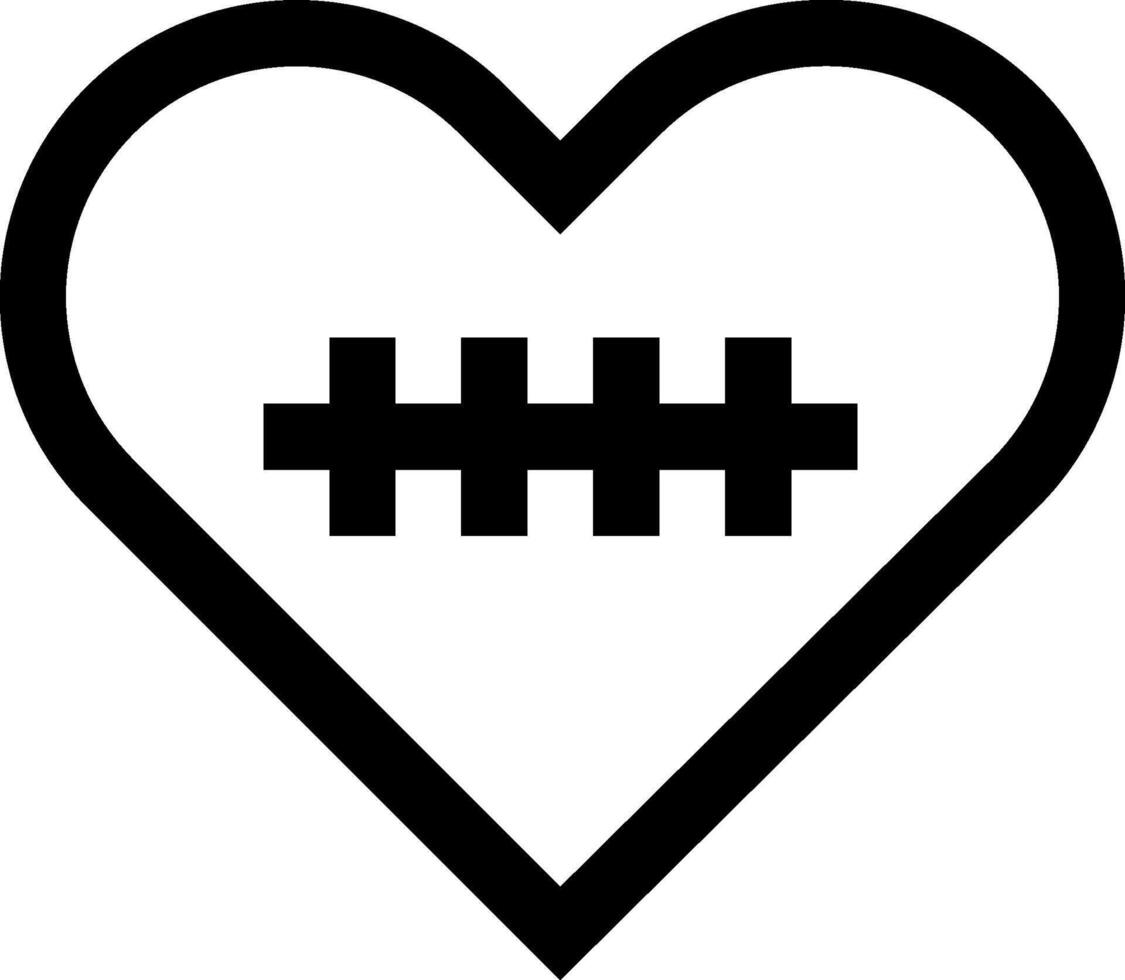 A black and white heart with a football cross in it vector