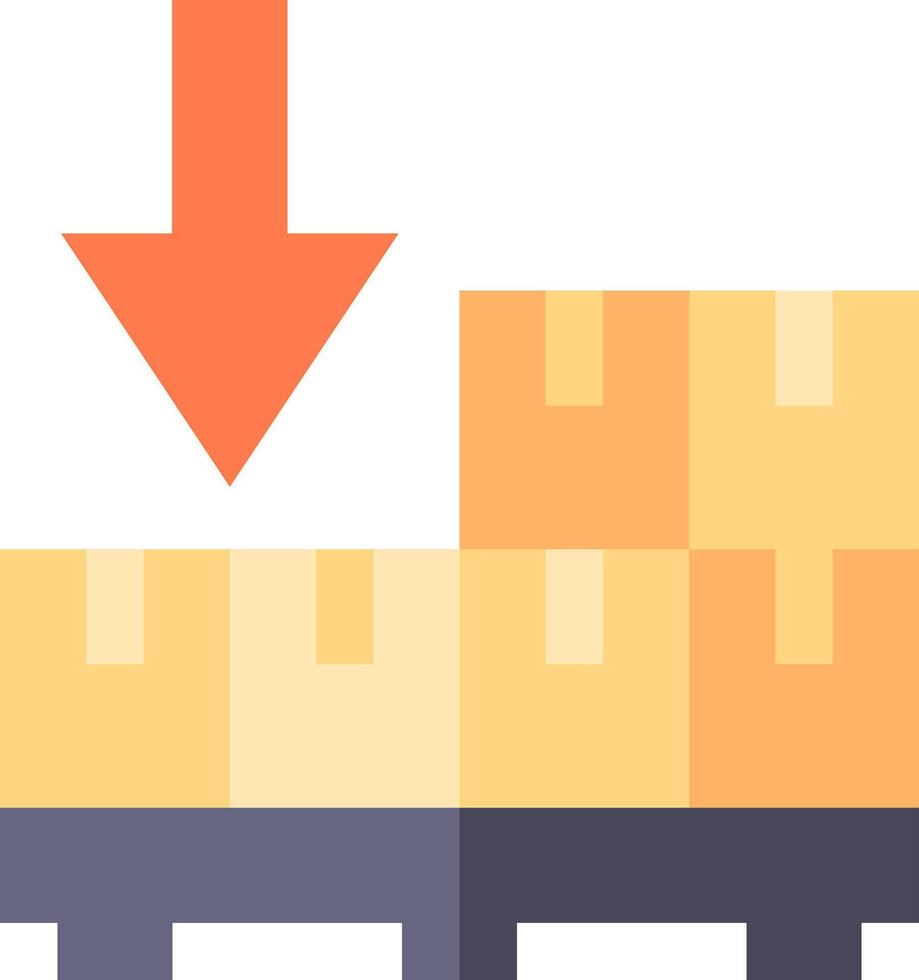 A cart with a red arrow pointing down vector
