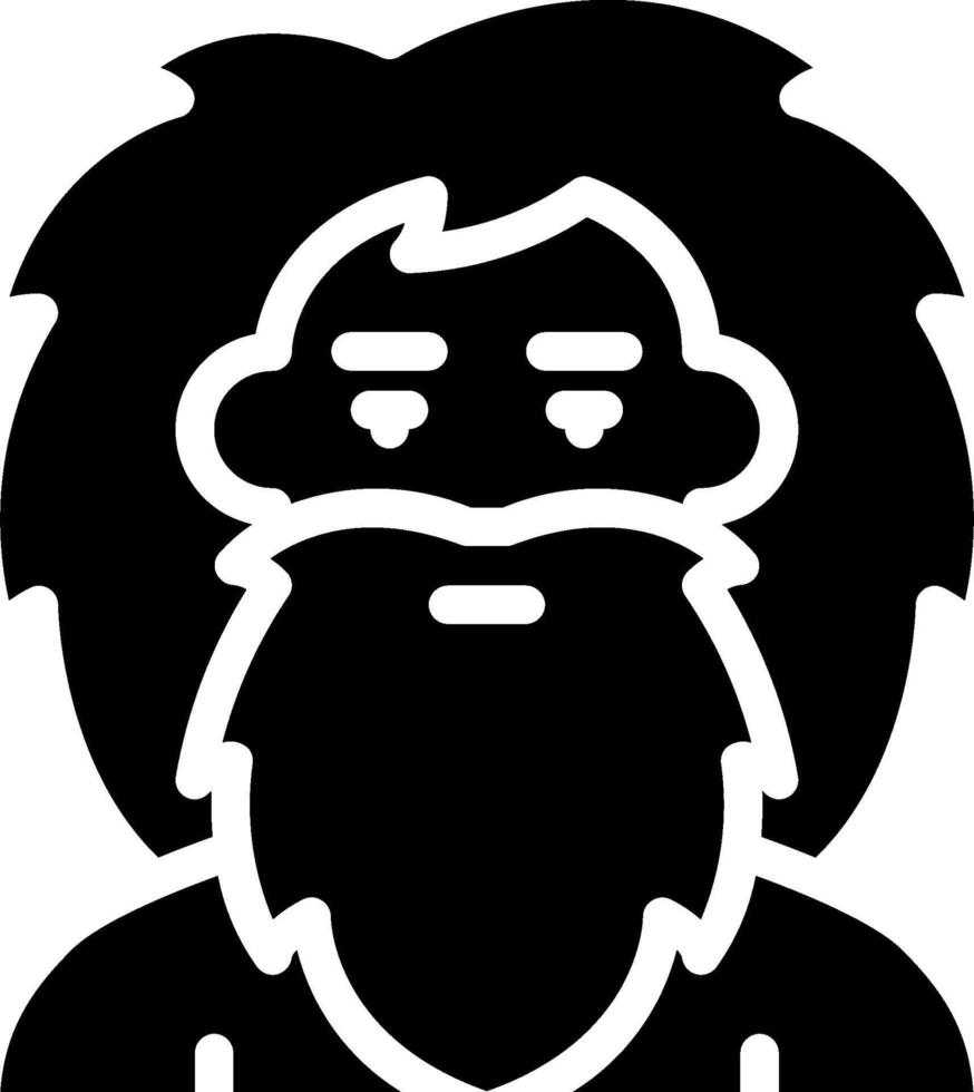 A black and white illustration of a bearded man vector