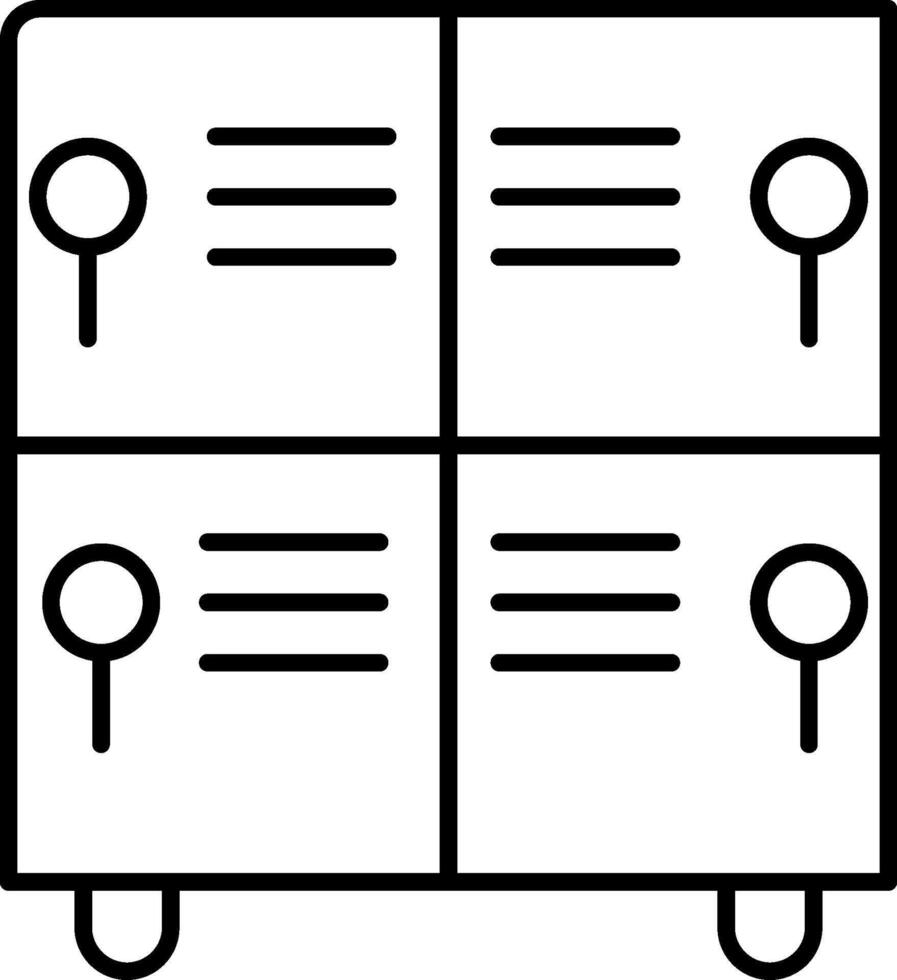 A black and white image of a file cabinet vector