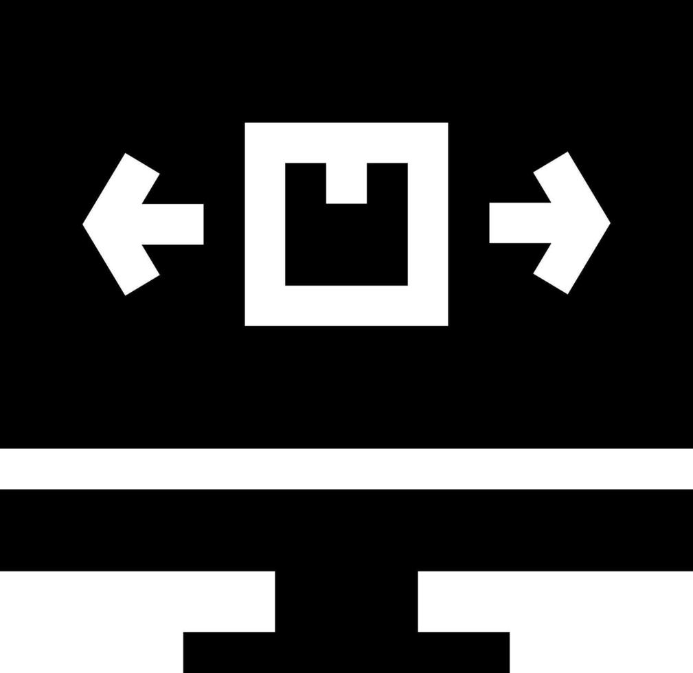 A black and white image of a computer monitor vector