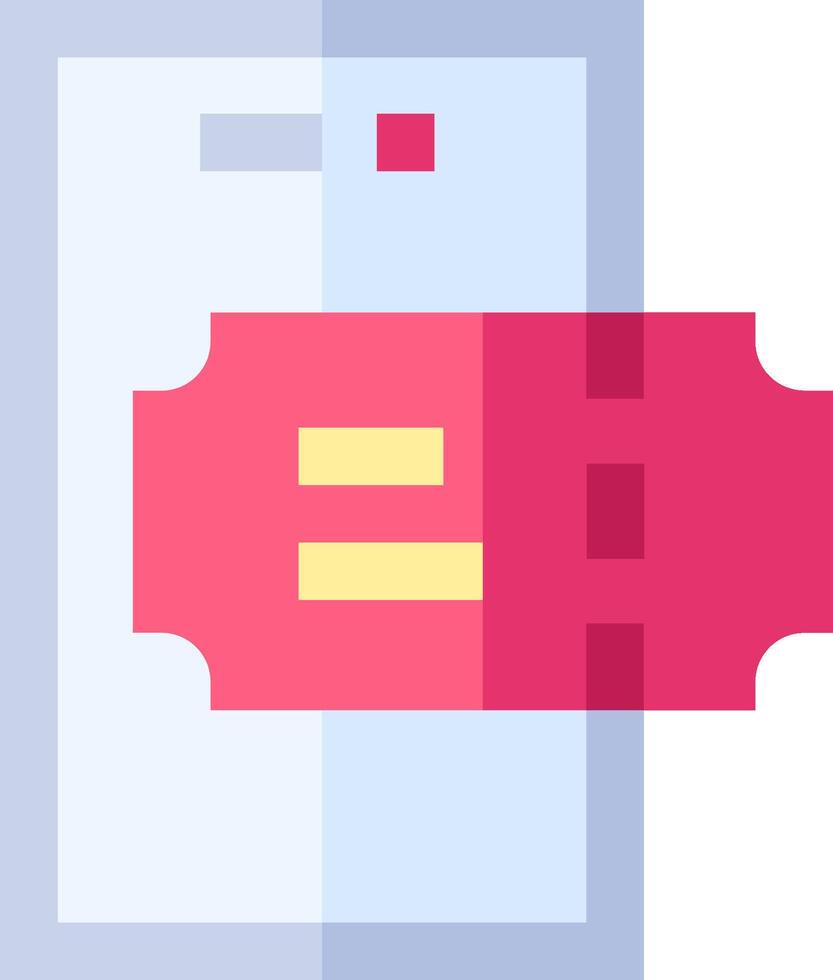 A pink and red ticket is shown in front of a phone vector