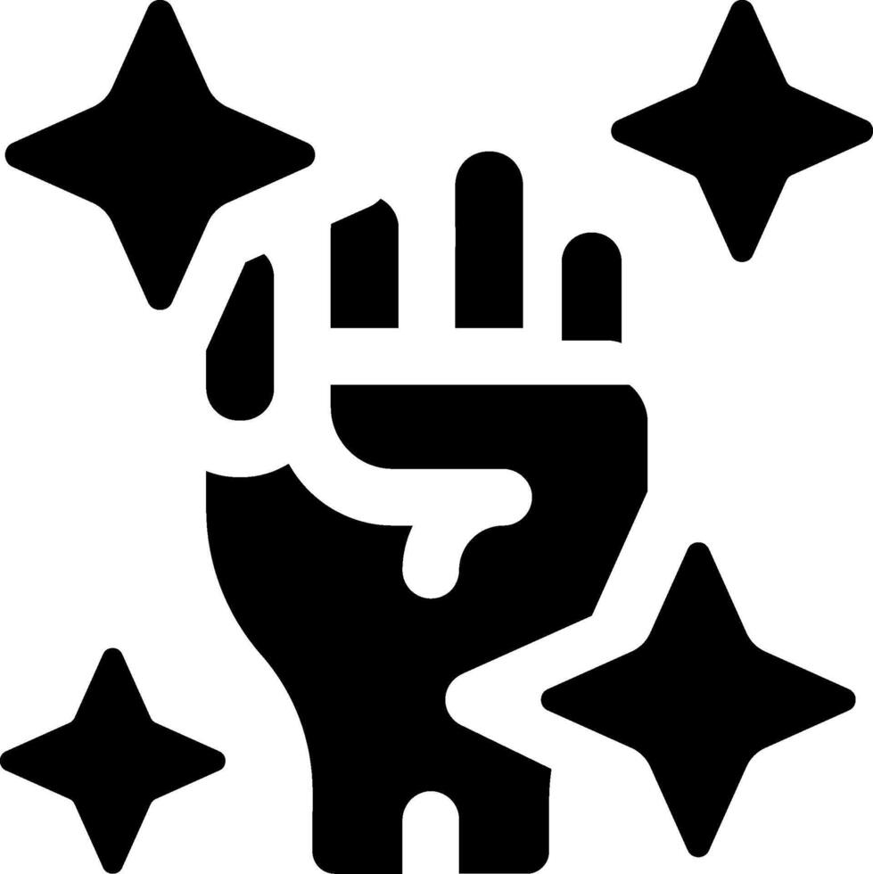 A black and white hand with stars around it vector