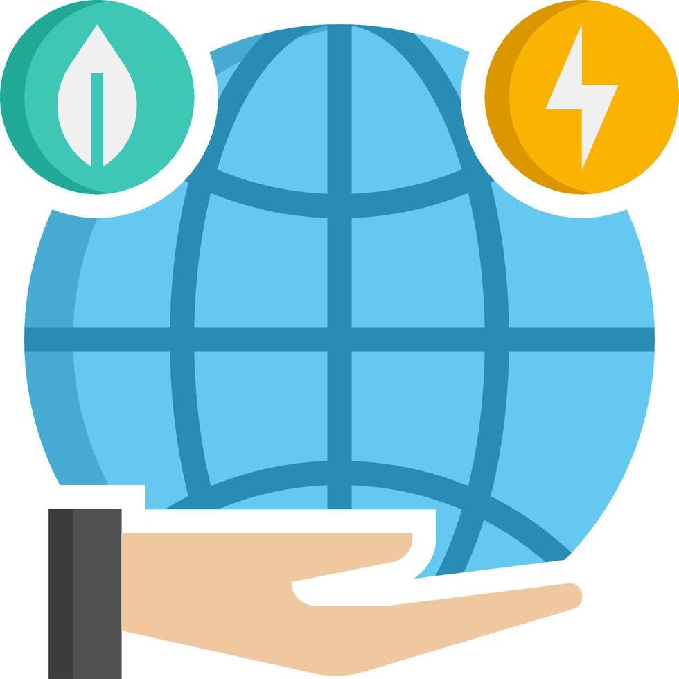 Hand holding globe with lightning and green energy vector