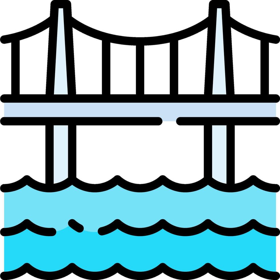 A bridge over water with a blue sky vector
