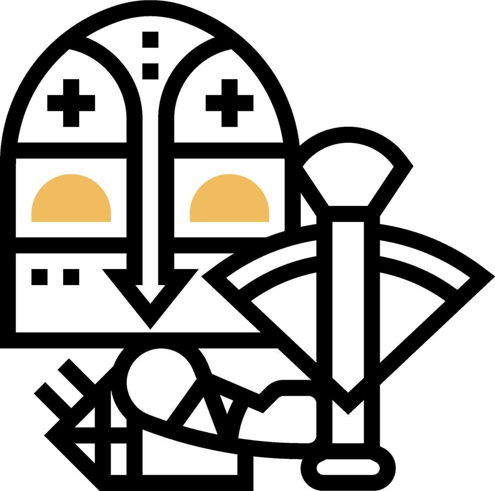 A cartoon character holding a sword and shield vector