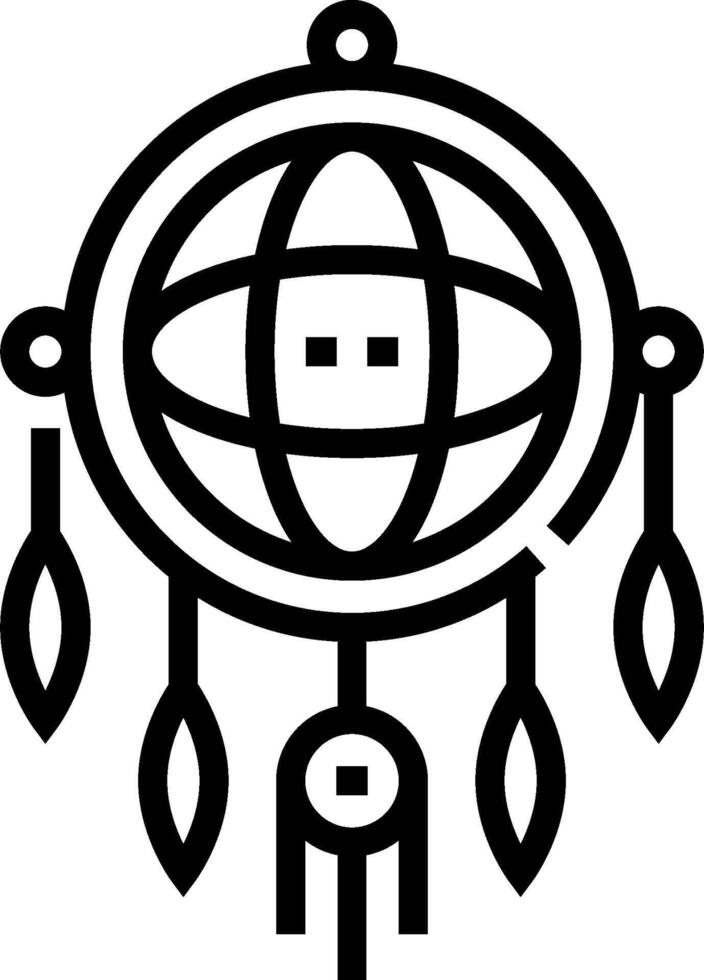 A black and white drawing of a dream catcher vector