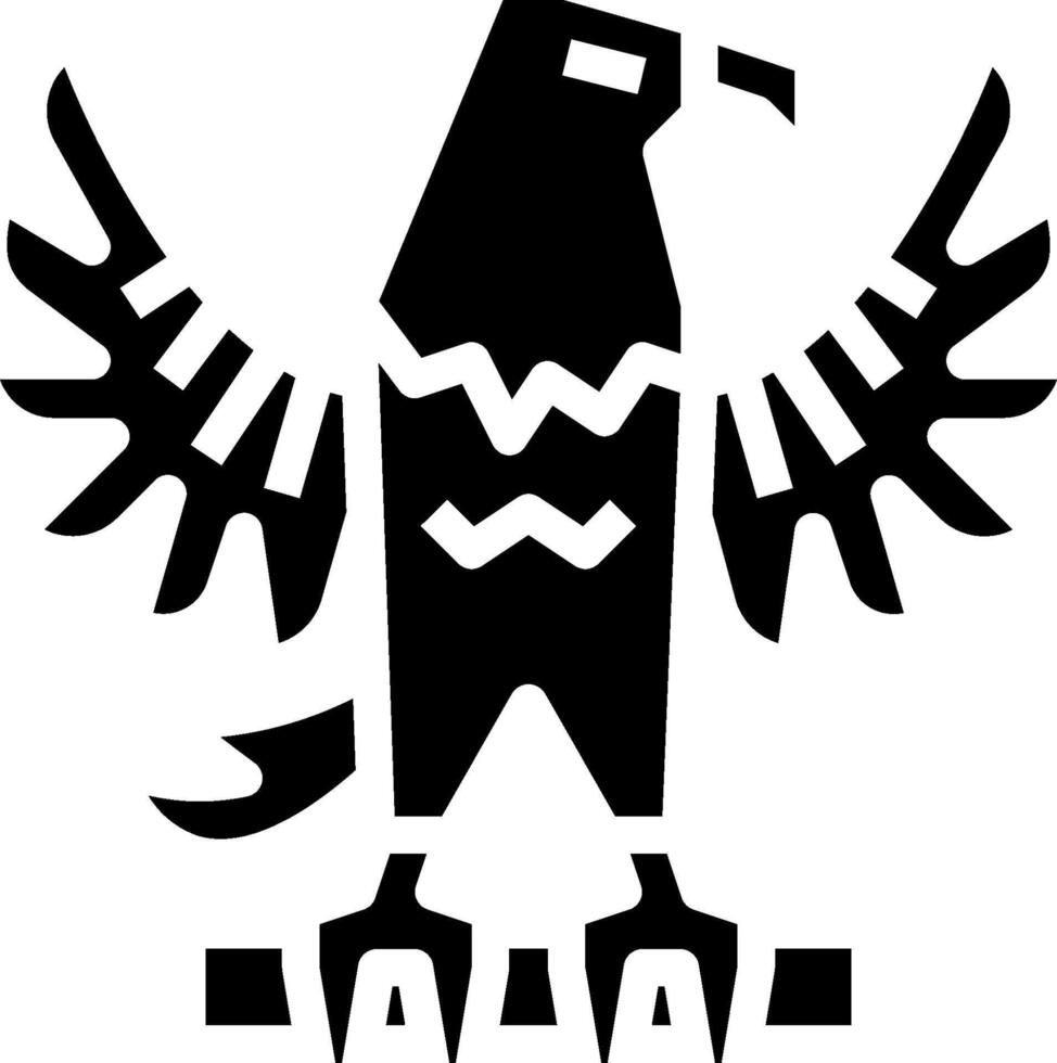 A black and white eagle with wings spread out vector