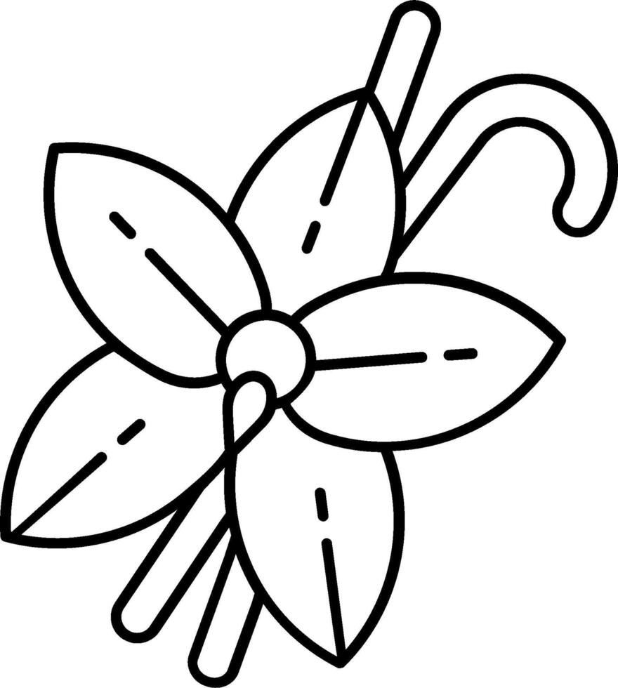 A flower with a stick and leaves coloring page vector