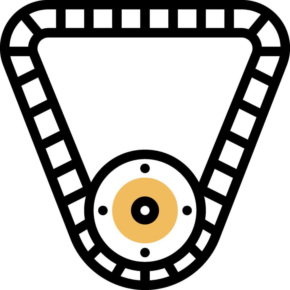 A black and white image of a chain with a yellow center vector