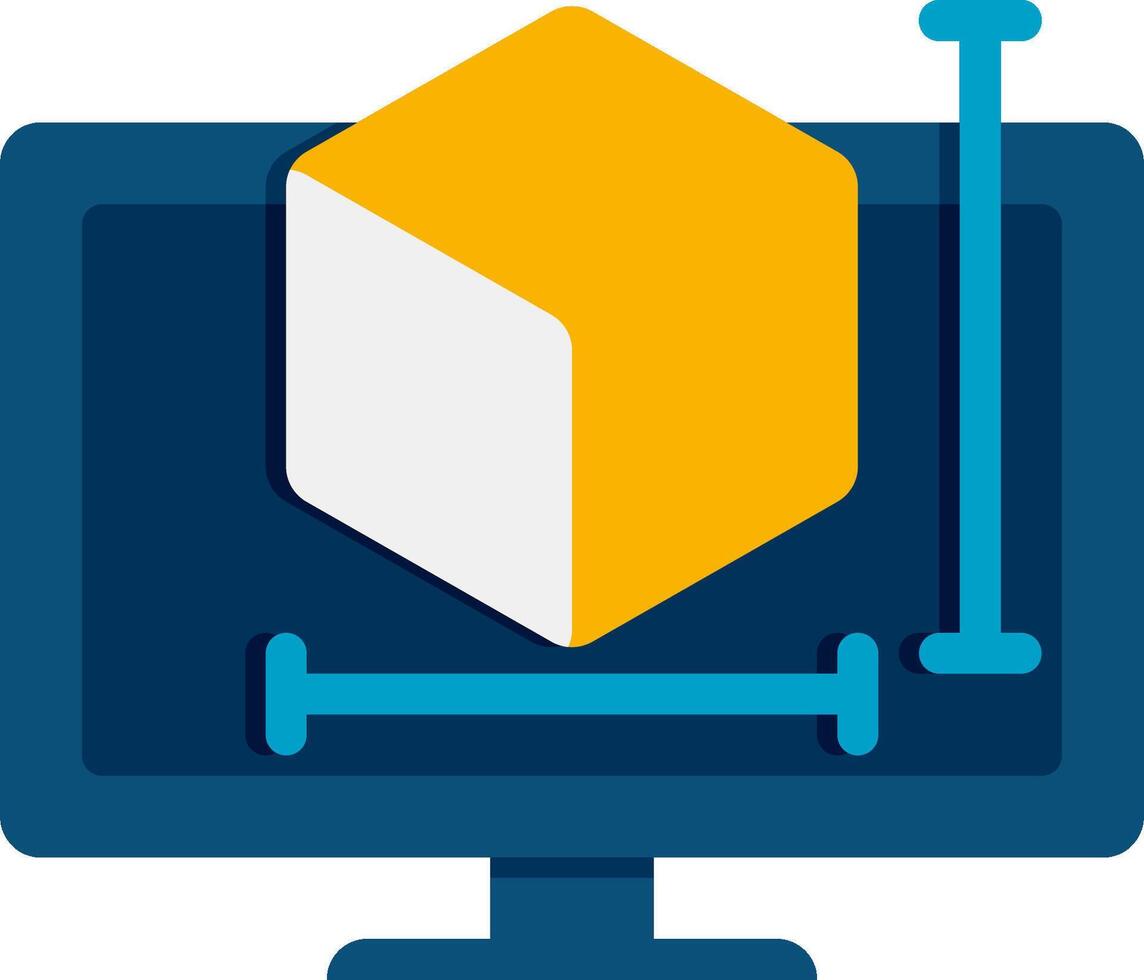 A computer monitor with a cube on it vector
