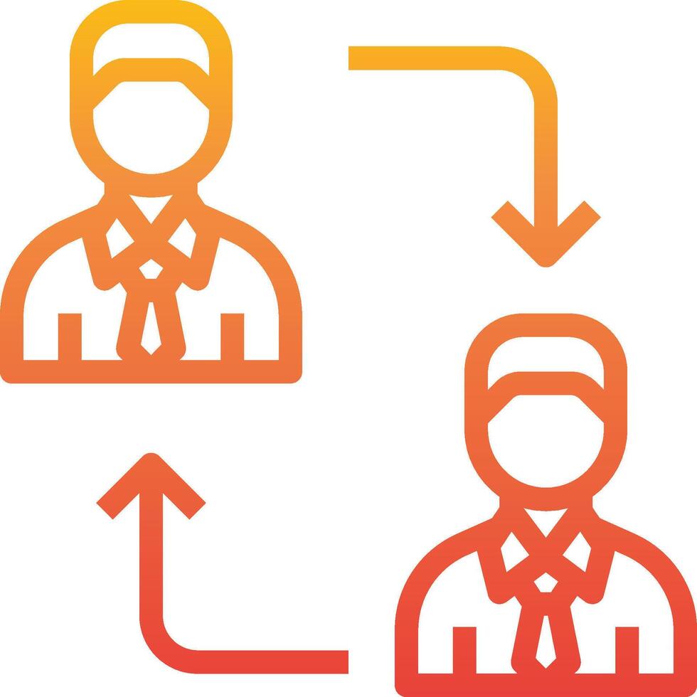 A man and woman are shown in an orange and red icon vector