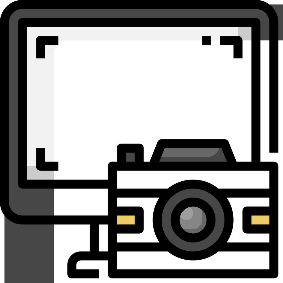 A camera and monitor are shown in a black and white image vector