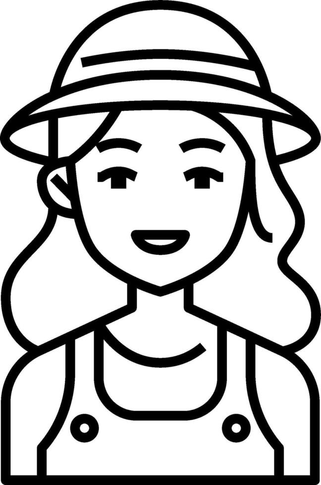 A woman in overalls and hat vector