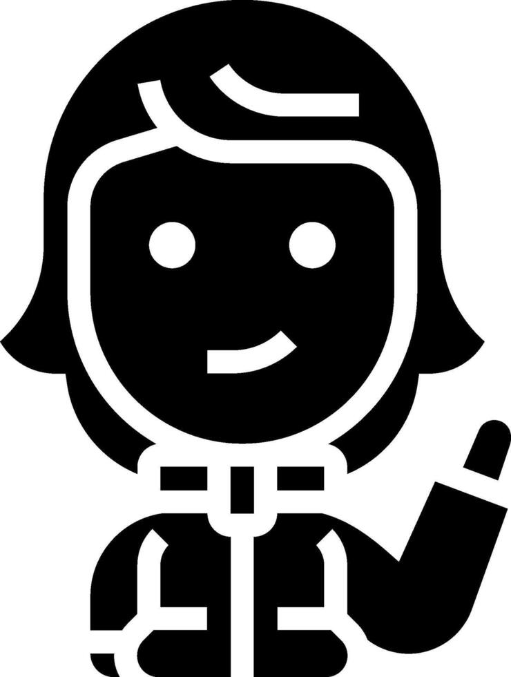 A black and white icon of a woman with a phone vector