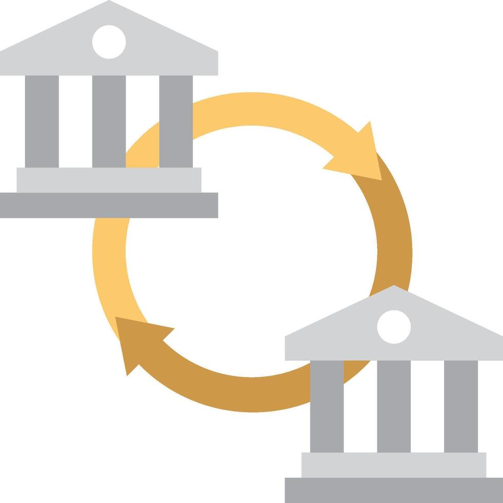An illustration of a building with two arrows pointing to it vector