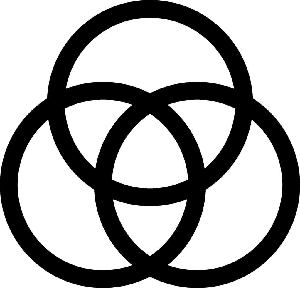A black and white image of three circles vector