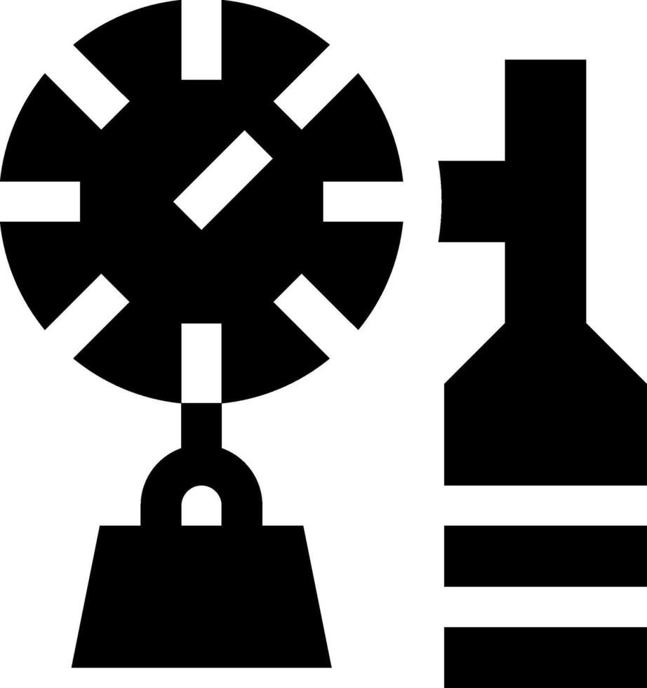 A black and white icon of a clock and a bottle vector