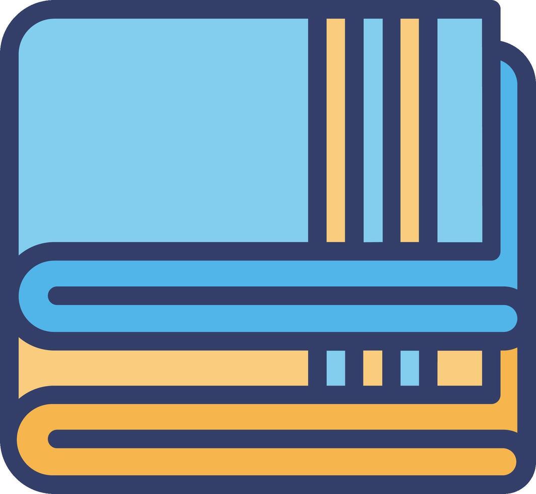 A blue and yellow towel with a blue stripe vector