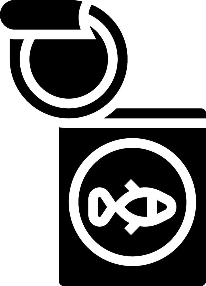 A black and white icon of a can of tuna vector