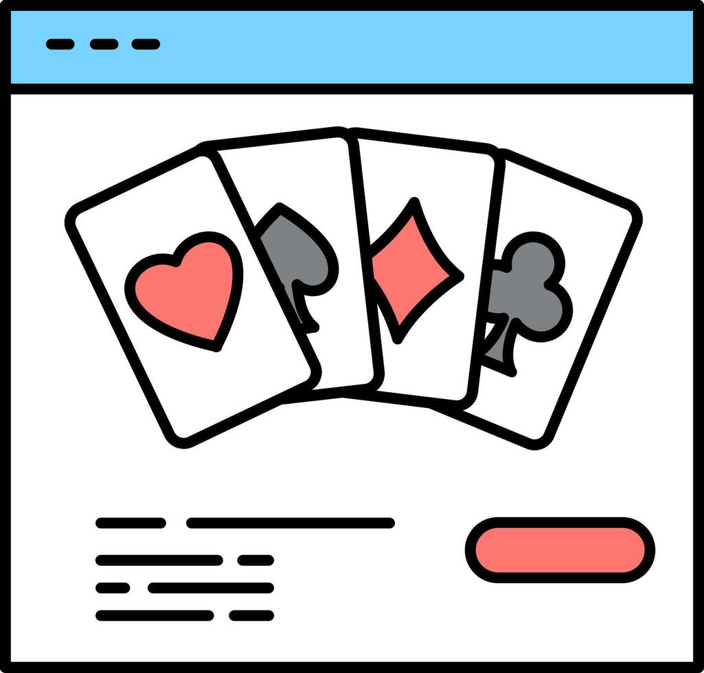 A card game is displayed on a computer screen vector
