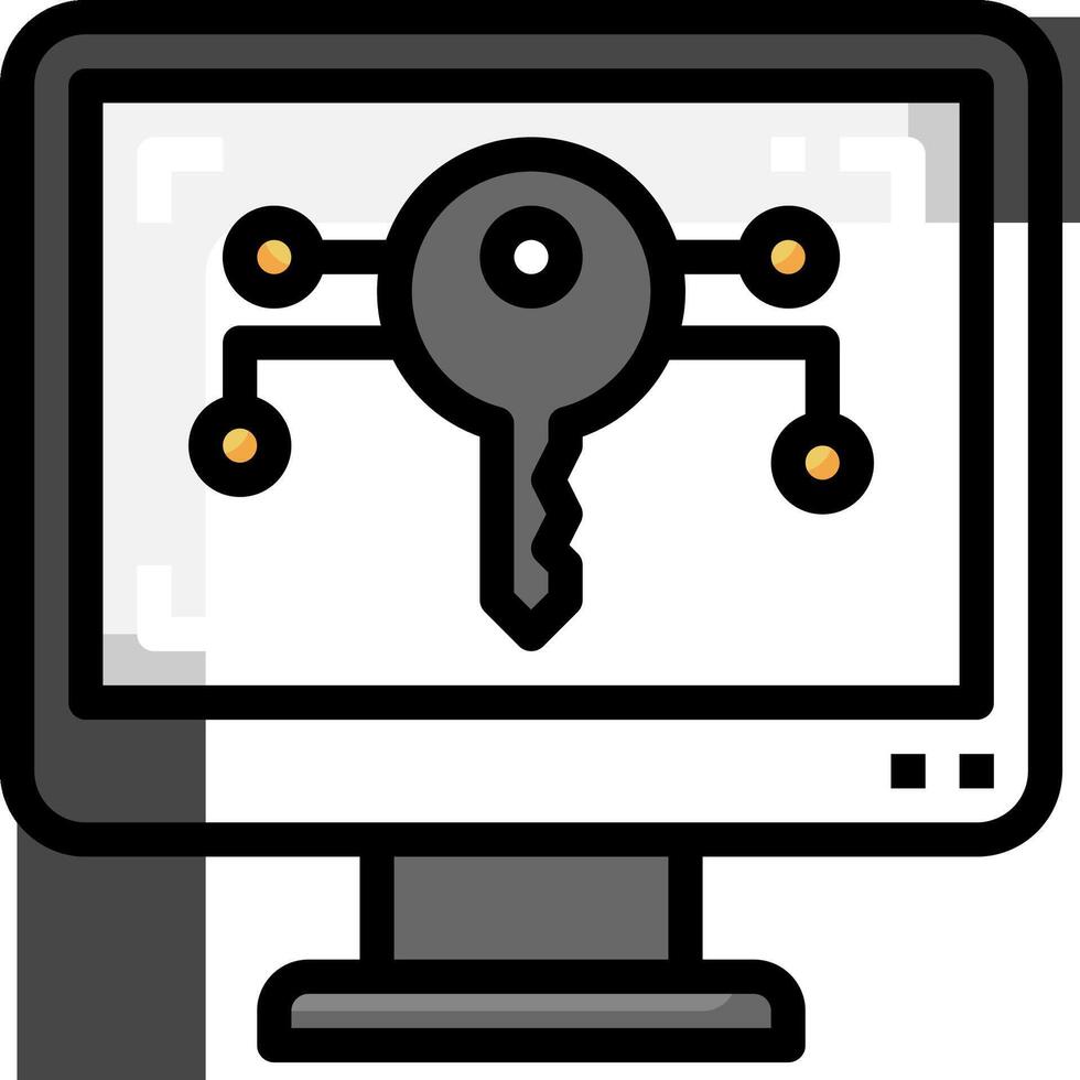 A computer monitor with a key on it vector