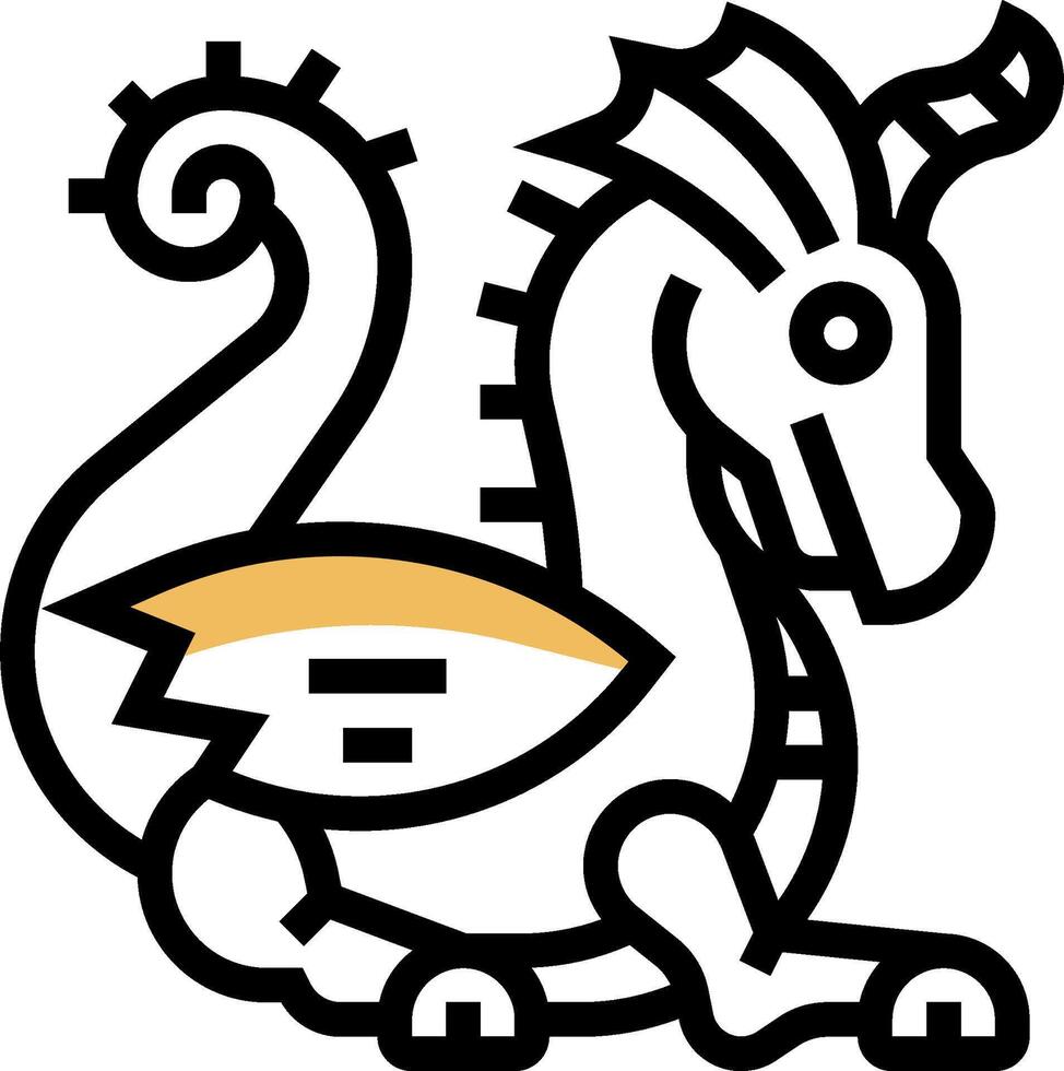 A cartoon dragon with a yellow tail vector