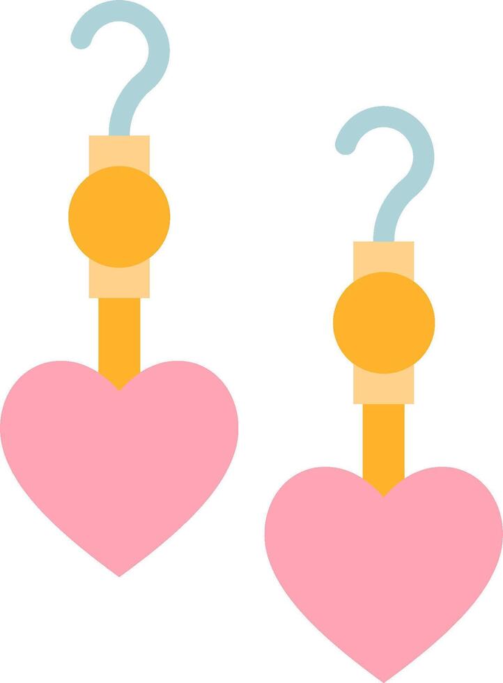 Two pink heart shaped earrings with question marks vector