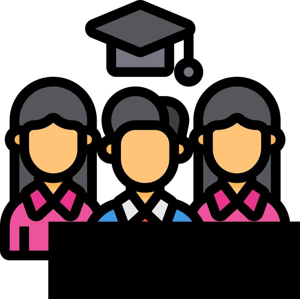 A group of people with graduation caps on their heads vector